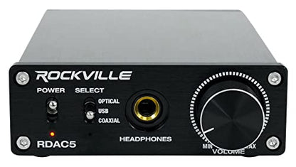 Audiosavings Bundle: Audio Technica ATH-M60X Closed-Back Pro Monitor Headphones w/Detachable Cables Bundle with Rockville RDAC5B DAC Digital to Analog Converter USB/Optical/RCA/Headphone (2 Items)