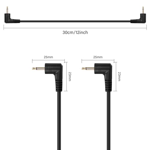Right Angle 2.5mm Audio Cable，90 Degree 2.5mm Male to 90 Degree Male TS Mono Headset Headphone Audio Cable（0.3M）