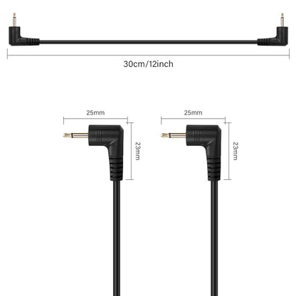 Right Angle 2.5mm Audio Cable，90 Degree 2.5mm Male to 90 Degree Male TS Mono Headset Headphone Audio Cable（0.3M）