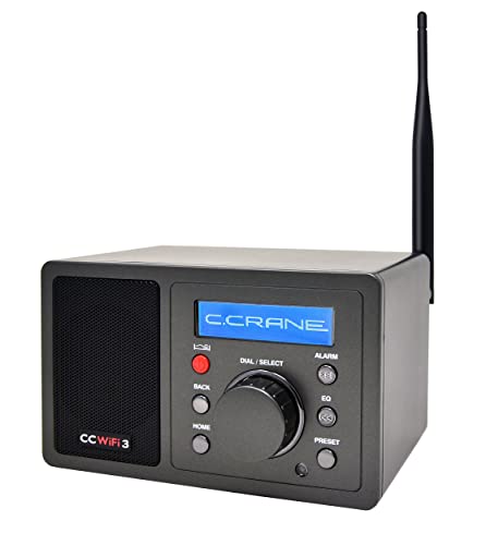 C. Crane CC WiFi 3 Internet Radio with Skytune, Bluetooth Receiver, Clock and Alarm with Remote Control, Access to Thousands of Radio Stations Worldwide - size: Small bedside