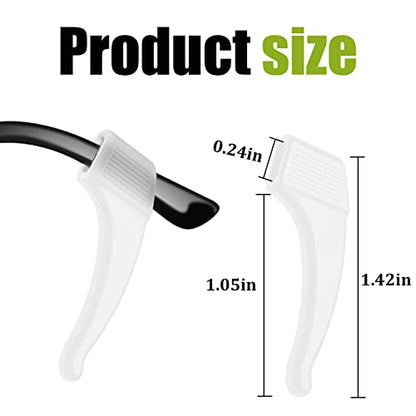 20 Pairs Anti-Slip Eyeglass Ear Grips Hook, Comfortable Silicone Elastic Eyeglasses Temple Tips Sleeve Retainer, Prevent Eyewear Sunglasses Spectacles Glasses Slipping (Clear) - color: Clear