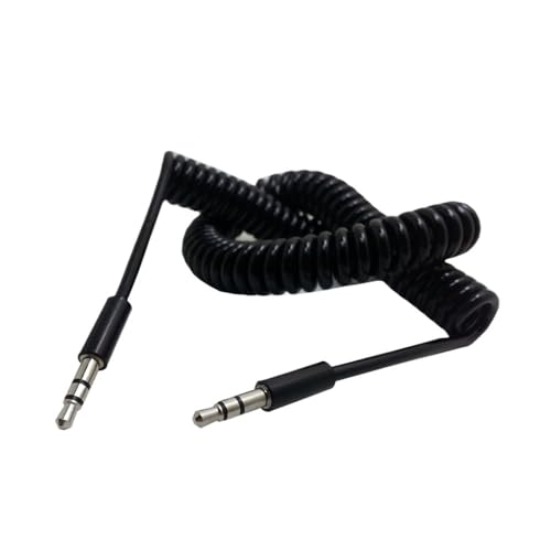 Plug to Plug Headphones Ja-ck Audio Cable Black 3/10TF 4-Pole Spring Coiled 3.5mm Aux Cable W/Mic Audio Auxiliary Cable(0.5M,Male-Male) - color: Male-Male, size: 0.5M