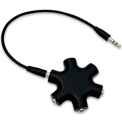 6-Way Headphone Audio Splitter – 3.5mm Male to 5-Port Female Stereo Adapter Cable for iPhone, Headsets, and Earphones