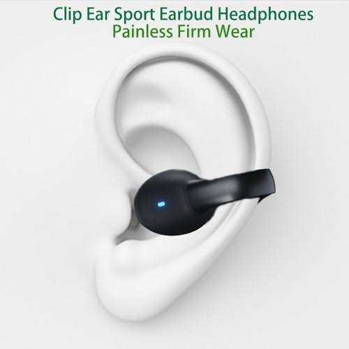 IHAO Clip Ear Sport Earbud Headphones Bluetooth 5.3 Open Earpiece, Clip On Ear Never Fall Out 80 Hours Playtime with Charging Case, HiFi Sound Noise Reduction Painless Firm Wear IPX4 Waterproof-Black