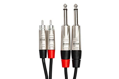 Hosa HPR-003X2 Pro Stereo Interconnect Cable - Dual REAN 1/4-inch TS Male to RCA Male - 3 foot