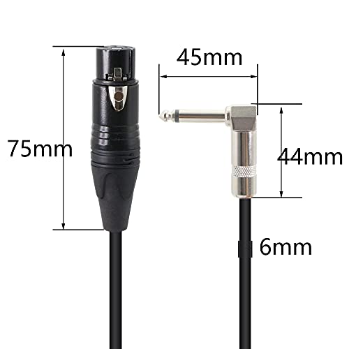 Right Angle 6.35mm Mono to XLR 3 Pin Cable,90 Degree 1/4 Male to XLR Female Interconnect Cable for Soundbox, Microphone, Power Amplifier Etc(50cm)