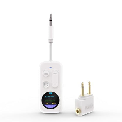 Airplane Bluetooth Adapter with LED Screen, 2-in-1 Bluetooth Transmitter Receiver for Flight & TV, Dual Headphones Audio Adapter, 20H+ Playtime, Travel Essentials