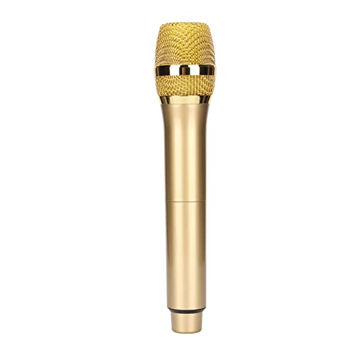 GOWENIC Microphone,Metal Dual Professional UHF Cordless Dynamic Mic Handheld Microphone System, for Home Karaoke, Meeting, Party, Church, DJ, Wedding(Gold)