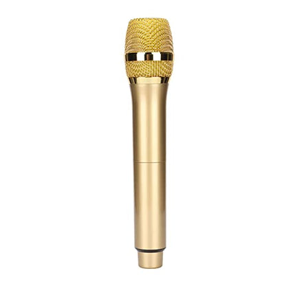 GOWENIC Microphone,Metal Dual Professional UHF Cordless Dynamic Mic Handheld Microphone System, for Home Karaoke, Meeting, Party, Church, DJ, Wedding(Gold)