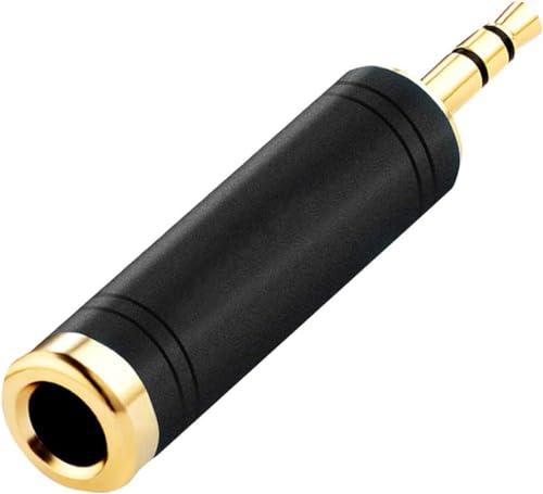 Tisino 1/4" Female to 1/8" Male Stereo Headphone Adapter, Black, 1 Pack | 1/4" to 3.5mm Audio Jack Adapter Aux Converter for Amp/Mixer/Keyboard, Gold-Plated TRS Mini Jack Stereo Plug - size: Adapter 1PCS