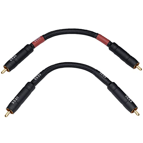 CNCESS Braided RCA Male to Male Stereo Patch Cable, 6 in, 2-Pack - size: 6 Inches