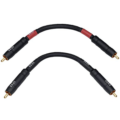 CNCESS Braided RCA Male to Male Stereo Patch Cable, 6 in, 2-Pack - size: 6 Inches