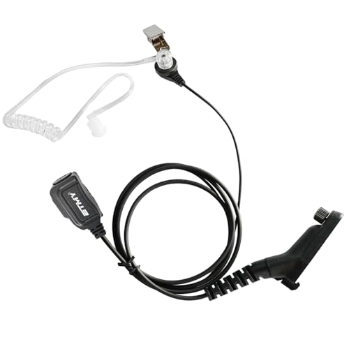 ETMY Covert Acoustic Tube Earpiece with Mini PTT Mic, Compatible with Motorola APX 6000/7000/8000, XPR 7550/7550e, P82/P86 Series Two-Way Radio (1)