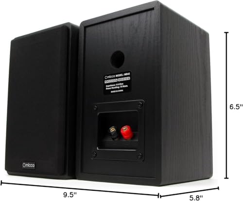 Micca MB42 Standard 2-Way Passive Bookshelf Speakers, Stereo Pair, Black
