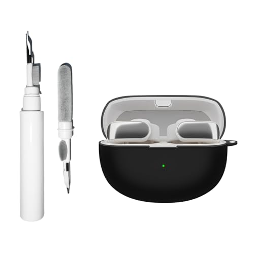 [3 in 1] TSVSXS Silicone Case Compatible with Bose Ultra Open Earbuds, Soft Protective Cover for Bose Open Ear Wireless Earbuds with Cleaning Kit Keychain - color: Black