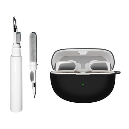 [3 in 1] TSVSXS Silicone Case Compatible with Bose Ultra Open Earbuds, Soft Protective Cover for Bose Open Ear Wireless Earbuds with Cleaning Kit Keychain - color: Black