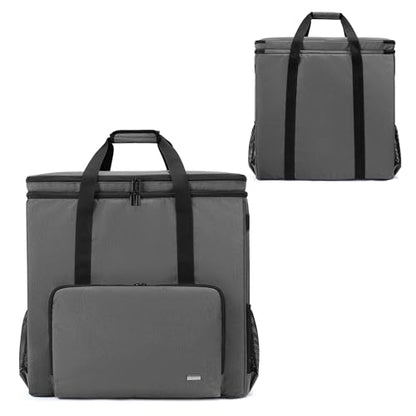 CURMIO Double-Layer PC Carrying Case, Computer Travel Bag for Tower, Gray | Computer Desktop Tower Case with Shoulder Straps Fit ATX/M-ATX Motherboards, Keyboard, Mouse, Cables & Earphones - color: Grey