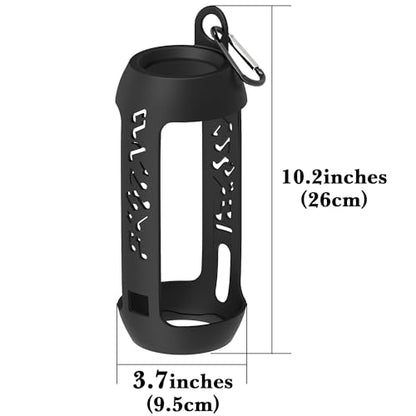 Linkidea Silicone Speaker Case Cover Compatible with JBL Pulse 3 Wireless IPX7 Waterproof Speaker, Protective Soft Skin Sleeve Travel Carrying Pouch with Keychain Hook (Black)