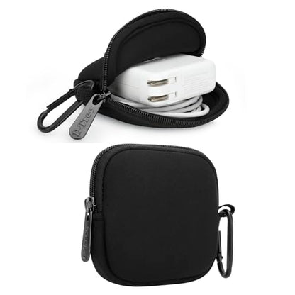 E-Tree 2-Pack Mini Neoprene Pouch Bag with Carabiner Clip – Small Zippered Organizer Case for AirPods, USB Cables, MagSafe Adapter, Earphones Memory Cards Tech Accessories | Coin Purse Wallet | 3.15"