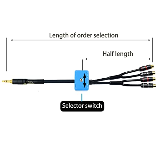 Arklove Sound Channel swicher 1/8" aux Input 3.5mm RCA Output Switch Selector 2 in 1 Out R/L Stereo Audio 1 in 2 Out Stereo Audio Splitter with Phone pc Player 2ft - size: 2ft, style: 3.5male-4rca switch