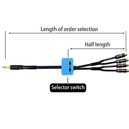 Arklove Sound Channel swicher 1/8" aux Input 3.5mm RCA Output Switch Selector 2 in 1 Out R/L Stereo Audio 1 in 2 Out Stereo Audio Splitter with Phone pc Player 2ft - size: 2ft, style: 3.5male-4rca switch