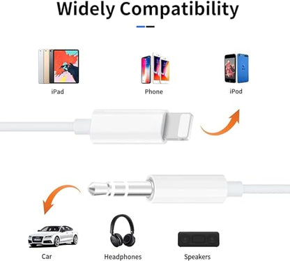 Aux Cord for iPhone, 2 Pack Lightning to 3.5mm Cable, 3.3FT | Car Stereo Compatible, Speaker Compatible, Headphone Compatible, iPhone 14 13 12 11 XS XR X 8 7
