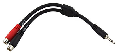 Pig Hog PY-S352R 3.5 mm (Male) to Dual RCA (Female) Y-Cable, 6" - style: 3.5mm(M) to RCA(F)