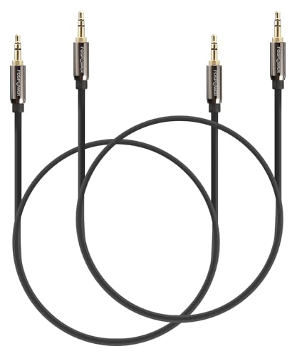 FosPower Audio Cable 1FT (2 Pack), Stereo Audio 3.5mm Auxiliary Short Cord Male to Male Aux Cable for Car, Apple iPhone, iPod, iPad, Samsung Galaxy, HTC, LG, Google Pixel, Tablet & More - size: 1 Feet 2 Pack