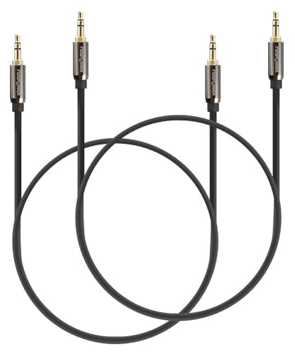FosPower Audio Cable 1FT (2 Pack), Stereo Audio 3.5mm Auxiliary Short Cord Male to Male Aux Cable for Car, Apple iPhone, iPod, iPad, Samsung Galaxy, HTC, LG, Google Pixel, Tablet & More - size: 1 Feet 2 Pack