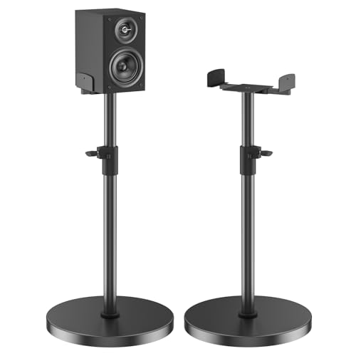 Speaker Stands Pair for Sony SS-CS5/ SS-CS5M2/SA-Z9R/SA-RS8 Rear Speakers, Height Adjustable Extend 29” to 37.5”, Dual Side Clamp Speaker Stand for Sony Rear Speaker Stand with Cable Management