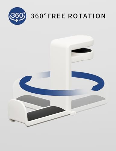 Headphone Hook Under Desk Holder 360-Degree Adjustable Rotation, White - color: Creamy White