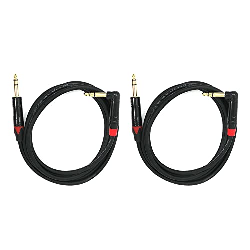 1/4 Inch TRS to TRS Right Angle Patch Cable, 1 Ft 2 Pack