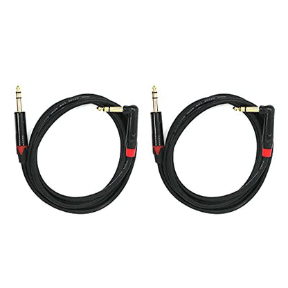 1/4 Inch TRS to TRS Right Angle Patch Cable, 1 Ft 2 Pack