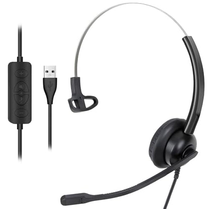 Wired USB Computer Headset with Mic Noise Cancelling & in-line Controls