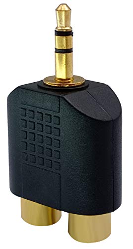 3.5mm to RCA Splitter Adapter Gold Plated 3 Poles 3.5mm (1/8 inch) Stereo Audio Male to 2 RCA Female AUX Audio Y Splitter Adapter Converter (5Pack)