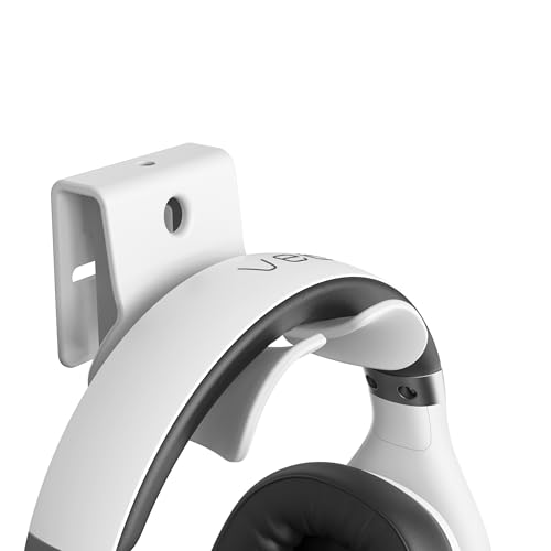 Headphone Wall Mount, Under Desk Headphone Hanger, Controller Holder, Gamepad Controller Holder, Adhesive/Screws, Universal Hanger Hook (White) - color: White