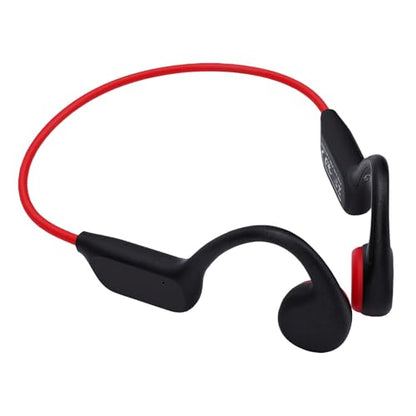 Bone Conduction Headphones Bluetooth, Water Proof Headphone with 32GB MP3 Player, IPX8, Bluetooth 5.4, Open Ear Sports Earphone for Swimming Running Cycling (Black Red) - color: Red