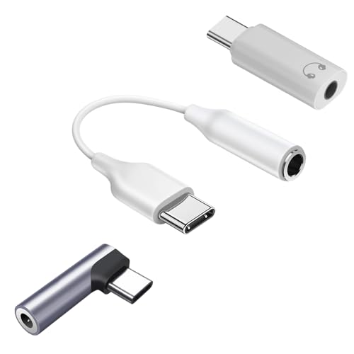 3Packs USB C to 3.5mm Female Headphone Jack Audio Adapter, USB C to Aux Audio Dongle Cable Cord DAC Converter Right Angle,Compatible with i16 Pro Max/15, iPad,Laptop Tablet,3.5mm to USB c