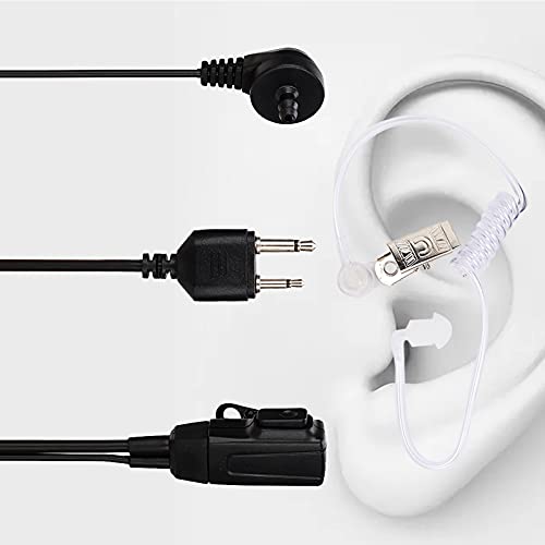 Acoustic Tube 2-Pin Earpiece Headset with PTT Mic Compatible with Two Way Radio IC - F3011 F4011 F4001 Talkie ABS