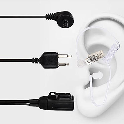 Acoustic Tube 2-Pin Earpiece Headset with PTT Mic Compatible with Two Way Radio IC - F3011 F4011 F4001 Talkie ABS