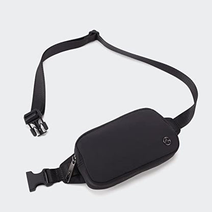 Pander Mini Belt Bag – Ultra Compact, Fits 6.7” Phone, Lipstick, Earbuds, Essentials, Small Crossbody Waist Purse, Black Onyx - color: Black Onyx