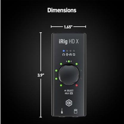 IK Multimedia iRig HD X Guitar Audio Interface - 96 kHz Music Recording, 24-bit, For iPhone, iPad, Mac, iOS, And PC With Lightning Cable, USB-C, Guitar Accessories, Recording Studio Equipment - size: iRig HD X