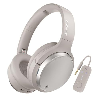 Avantree Sky Eon - ANC Travel Headphones with Airplane Adapter | Use on flights and phones with the included wireless adapter, active noise.