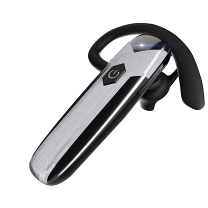 Bluetooth Headset V5.3 Single-Ear Earpiece with Wireless Microphone 48H Battery, Bluetooth Earpiece - Handsfree for Driving/Truck Drivers, Compatible with iPhone, Android, Samsung - color: Silver-Gray-Black