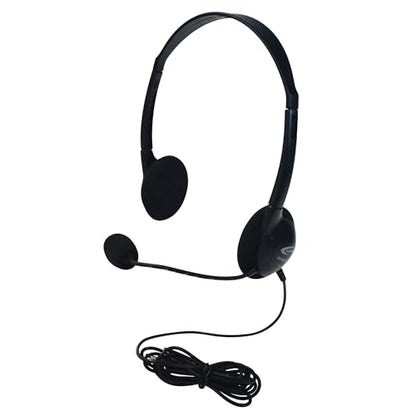 Califone 3065AVT Lightweight Personal Multimedia Stereo Headset with To Go Plug, Black, Fully Adjustable Headband Fits All Students, Recessed Wiring Resists Prying Fingers