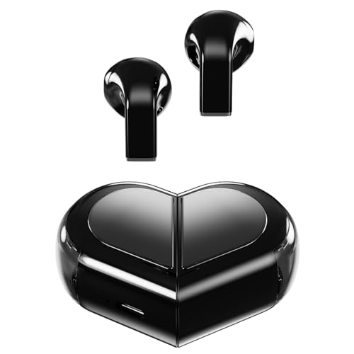 Pink Heart Wireless Earbuds for Girls Kids, Cute Small Mini Tiny Invisible Earbuds Wireless Bluetooth for Small Ears Canals Women Rose Gold Kawai Blue Tooth Ear Buds for iPhone Android - color: Black