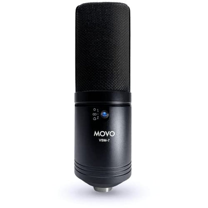 Movo VSM-7 Large Diaphragm, Multi-Pattern Studio Condenser Microphone with Shock Mount, Pop Filter, and XLR Cable - Studio Microphone for Music, Vocals, Podcasting, Gaming, Streaming and More