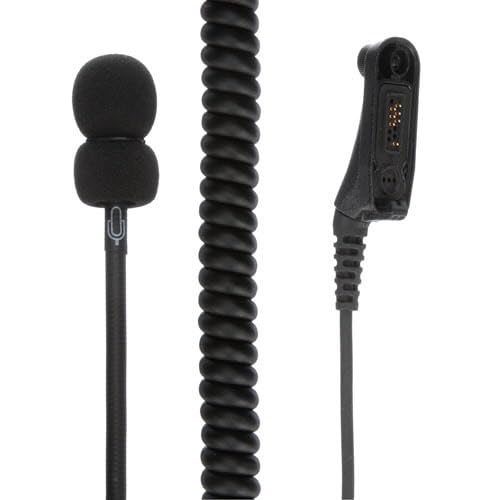 PMLN6853A Motorola OEM, Behind Ear Headset Boom Mic, Noise Canceling, 24dB Noise Reduction, Push-to-Talk Button, APX Radio Compatible, Heavy-Duty, Industrial Use, Black