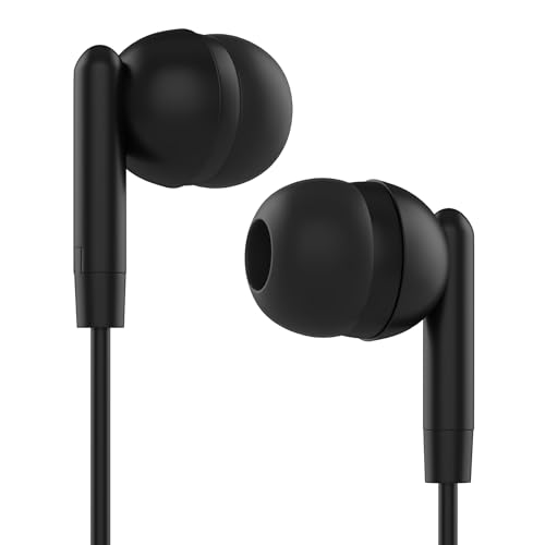 Maeline Classroom Headphones Bulk 5 Pack Earbuds – Wired 3.5mm School Earbuds for Students, Kids, Library & Testing Use – Individually Wrapped, Multi Device Compatible – Black - color: Onyx Black, size: 5 Pack