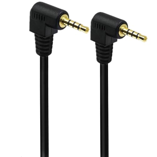 Gold-Plated 90 Degree Right Angle 3.5mm 4 Pole TRRS Stereo Mini AV Male to Male Audio Cable for iPhone iPad iPod Android Handsets Smartphone Tablets，1m